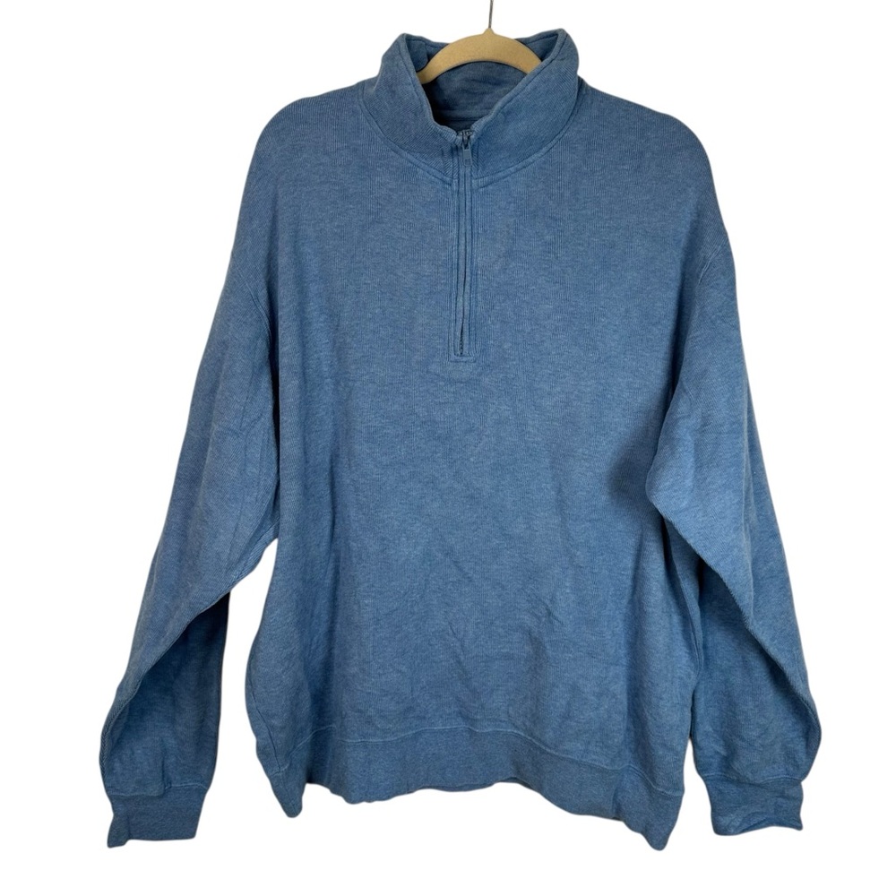 Orvis Men Blue Zip Up Sweater Large Outdoor Classic Layering Comfortcore